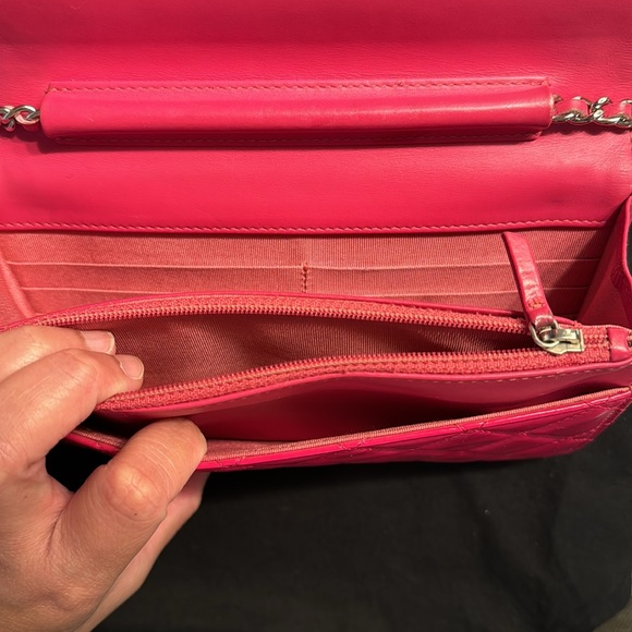 Authentic Chanel Pink Quilted Patent WOC Wallet on Chain - Picture 8 of 13